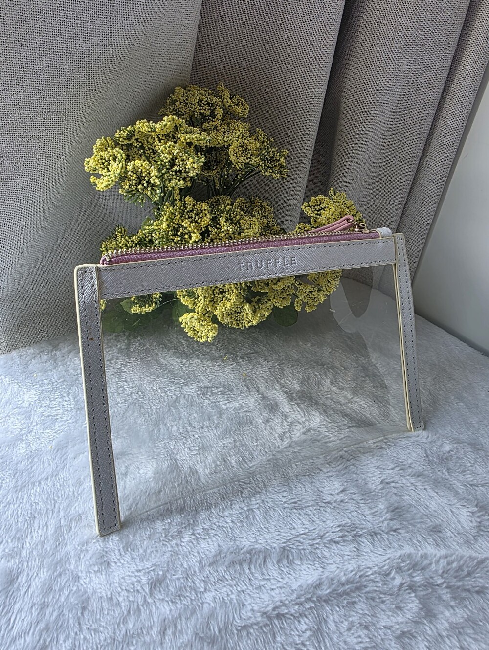 TRUFFLE Mini Clarity Clutch - White & Pink - Picture 3 of 6